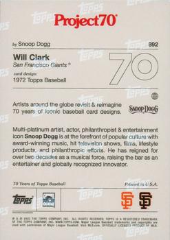 2021-22 Topps Project70 #892 Will Clark Back