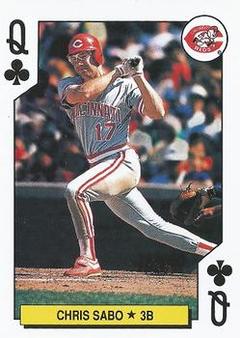 1991 International Playing Card Co. Major League All-Stars Playing Cards #Q♣ Chris Sabo Front