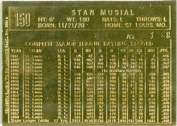 1996 Topps 22K Gold Foil #150 Stan Musial Back