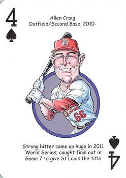 2012 Hero Decks St. Louis Cardinals Baseball Heroes Playing Cards #4♠ Allen Craig Front