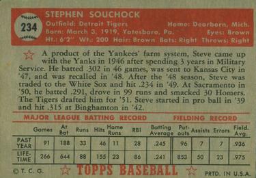 1952 Topps #234 Steve Souchock Back