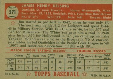1952 Topps #271 Jim Delsing Back