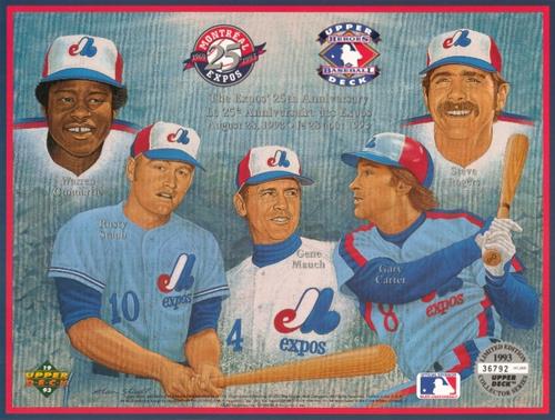 1993 Upper Deck Heroes of Baseball Sheets #NNO Warren Cromartie / Rusty Staub / Gene Mauch / Gary Carter / Steve Rogers Front