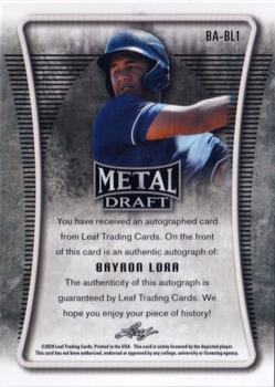 2020 Leaf Metal Draft - Silver Mojo #BA-BL1 Bayron Lora Back