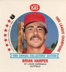 1986 KAS St. Louis Cardinals Discs - Square Proofs #8 Brian Harper Front
