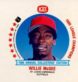 1986 KAS St. Louis Cardinals Discs - Square Proofs #20 Willie McGee Front