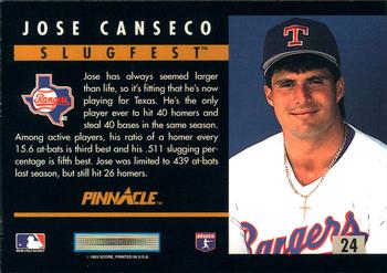 1993 Pinnacle - Slugfest #24 Jose Canseco Back