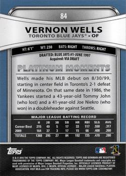 2010 Bowman Platinum #84 Vernon Wells  Back