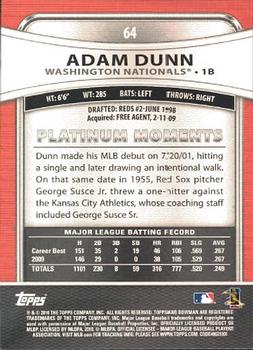 2010 Bowman Platinum #64 Adam Dunn  Back