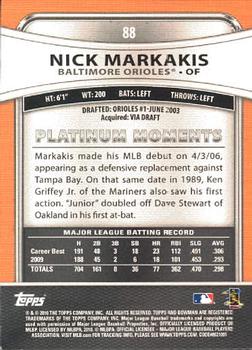 2010 Bowman Platinum #88 Nick Markakis  Back