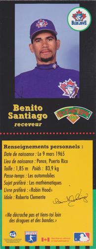 1997 Hit the Books Bookmarks Toronto Blue Jays #NNO Benito Santiago Back