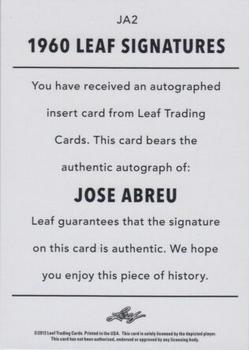 2013 Leaf Memories - 1960 Leaf Signatures #JA2 Jose Abreu Back