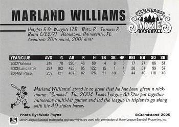 2005 Grandstand Tennessee Smokies #NNO Marland Williams Back