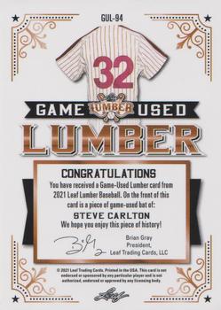 2021 Leaf Lumber - Game Used Lumber Bronze #GUL-94 Steve Carlton Back