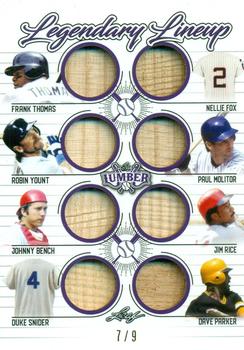 2021 Leaf Lumber - Legendary Lineup Relics Purple #LL-08 Frank Thomas / Nellie Fox / Robin Yount / Paul Molitor / Johnny Bench / Jim Rice / Duke Snider / Dave Parker Front