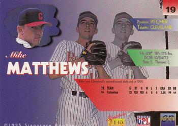 1996 Signature Rookies Preview #19 Mike Matthews Back