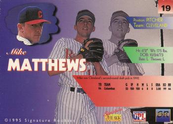 1996 Signature Rookies Preview - Autographs #19 Mike Matthews Back