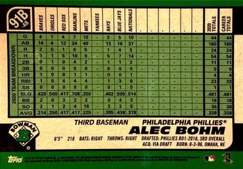 2021 Bowman - 1991 Bowman Baseball Aqua Refractor #91B-AB Alec Bohm Back