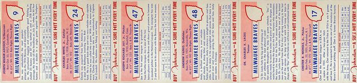 1955 Johnston Cookies - Panels #NNO Joe Adcock / Charlie White / Joe Jay / Andy Pafko / Dr. Charles K. Lacks / Chet Nichols Back