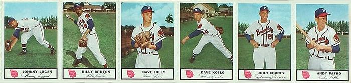 1955 Johnston Cookies - Panels #NNO Johnny Logan / Billy Bruton / Dave Jolly / Dave Koslo / John Cooney / Andy Pafko Front