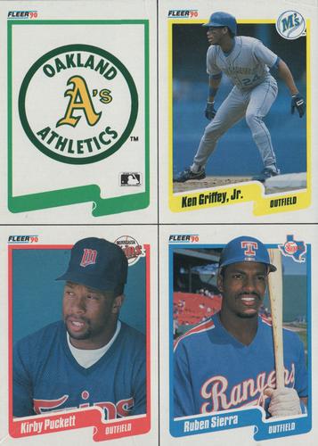 1990 Fleer - Wax Box Bottom Panels #C-9 / C-10 / C-22 / C-25 Oakland Athletics Logo / Ken Griffey, Jr. / Kirby Puckett / Ruben Sierra Front