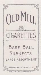 1982-85 Galasso Baseball Hobby Card Report T206 Reprints #NNO Rebel Oakes Back