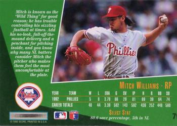 1993 Select #79 Mitch Williams Back