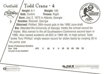1995 Batavia Clippers #9 Todd Crane Back