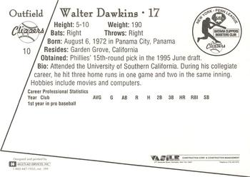 1995 Batavia Clippers #10 Walter Dawkins Back
