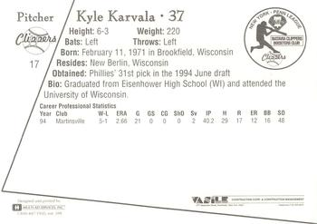 1995 Batavia Clippers #17 Kyle Karvala Back