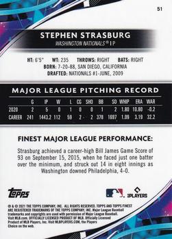 2021 Finest - Purple Refractor #51 Stephen Strasburg Back