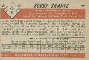 1953 Bowman Color #11 Bobby Shantz Back