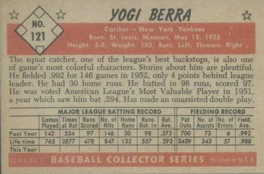 1953 Bowman Color #121 Yogi Berra Back