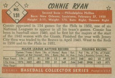1953 Bowman Color #131 Connie Ryan Back