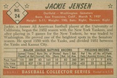 1953 Bowman Color #24 Jackie Jensen Back