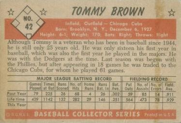 1953 Bowman Color #42 Tommy Brown Back