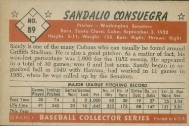 1953 Bowman Color #89 Sandy Consuegra Back