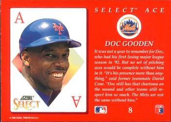 1993 Select - Aces #8 Doc Gooden Back