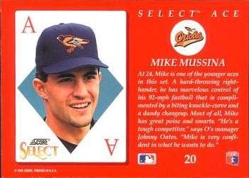 1993 Select - Aces #20 Mike Mussina Back