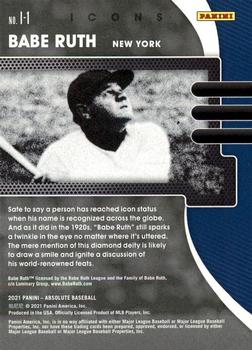 2021 Panini Absolute - Icons Retail #I-1 Babe Ruth Back