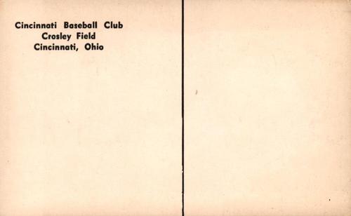 1954-55 Cincinnati Redlegs Postcards #NNO Steve Ridzik Back