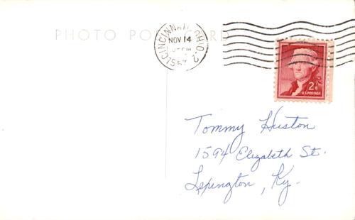 1957 Cincinnati Redlegs Postcards #NNO Ted Kluszewski Back