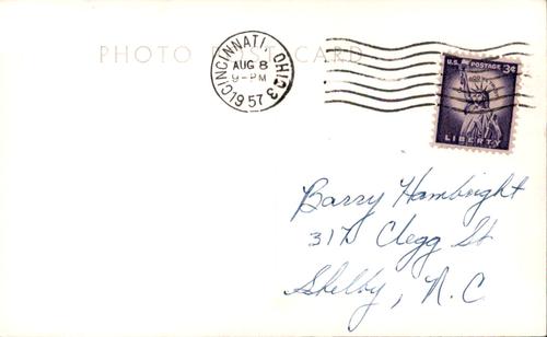 1957 Cincinnati Redlegs Postcards #NNO Pete Whisenant Back