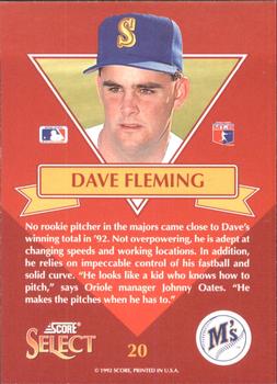 1993 Select - Rookies #20 Dave Fleming Back