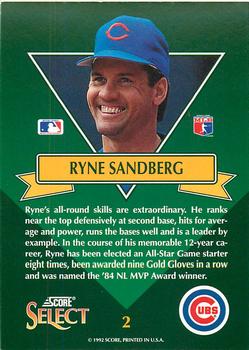 1993 Select - Stars #2 Ryne Sandberg Back