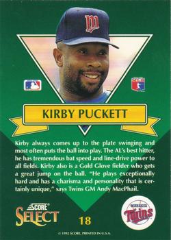 1993 Select - Stars #18 Kirby Puckett Back