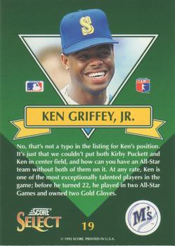 1993 Select - Stars #19 Ken Griffey, Jr. Back