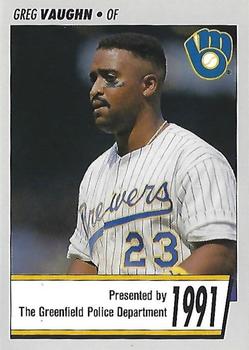 1991 Milwaukee Brewers Police - Greenfield Police Department #NNO Greg Vaughn Front