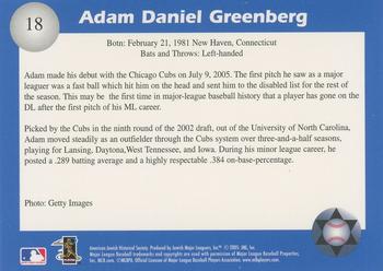 2006 Jewish Major Leaguers Second Edition #18 Adam Greenberg Back