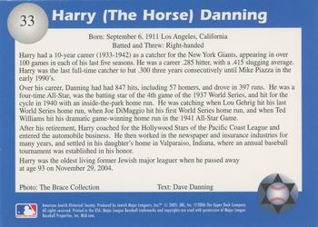 2006 Jewish Major Leaguers Second Edition #33 Harry Danning Back